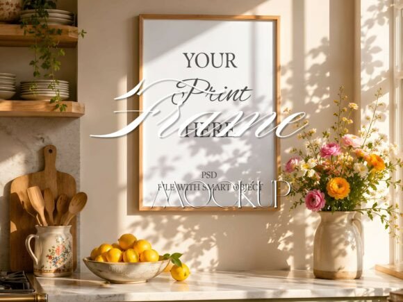 Download Sage Green Kitchen Frame Mockup Interior - Green Collection