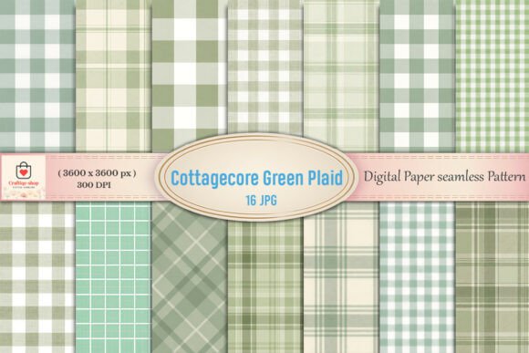 Download Cottagecore Green Plaid Digital Paper Bu - Green Collection