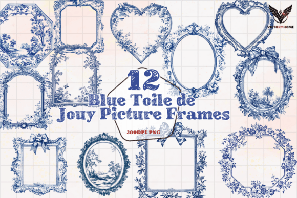 Download Blue Toile De Jouy Picture Frames PNG - Picture Collection