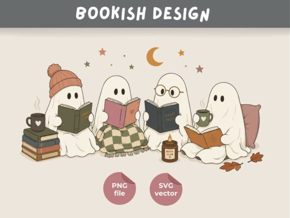 Download Cozy Book Club Ghosts, Book Lover Design - Cozy Collection