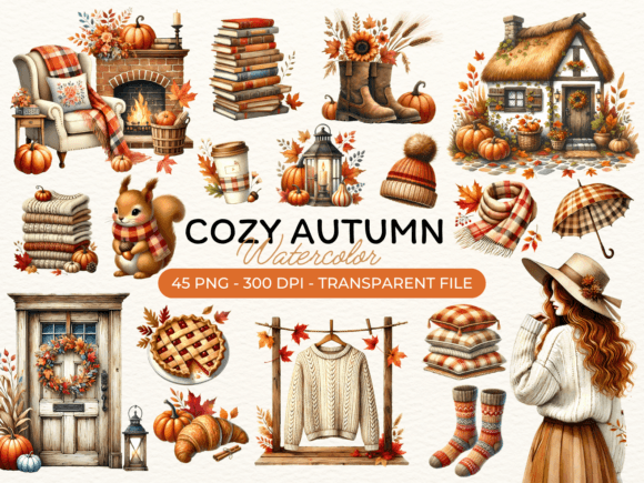 Download Cozy Autumn Clipart PNG Bundle - Cozy Collection