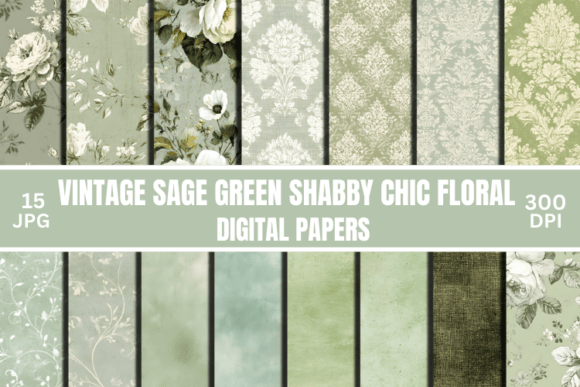 Download Sage Green Junk Journal Floral Patterns - Green Collection