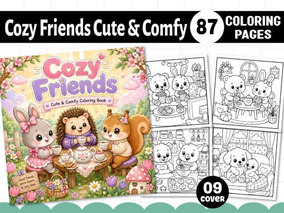 Download Cozy Friends Cute &amp; Comfy Coloring Pages - Cozy Collection