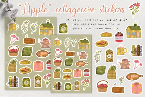 Download "Apple" Cottagecore Cozy Stickers - Cozy Collection
