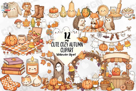 Download Cute Cozy Autumn Clipart PNG - Cozy Collection