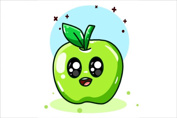 Download Hand Drawn Cute Little Green Apple - Green Collection