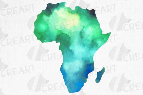 Download Watercolor Green Blue Africa Map Clipart - Green Collection