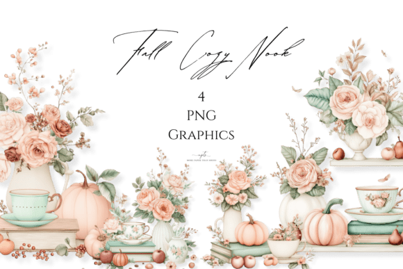 Download Cozy Pastel Florals, Pumpkins &amp; Teacups - Cozy Collection