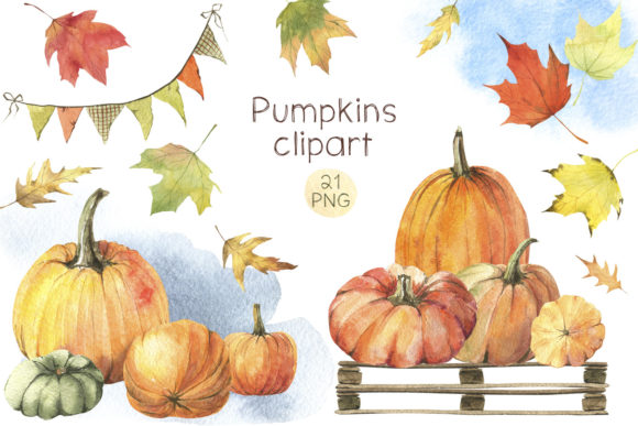 Download Fall Leaves and Pumpkins Watercolor - Fall leaves Collection