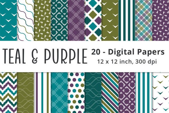 Download Purple, Teal, and Green Patterned Paper - Green Collection
