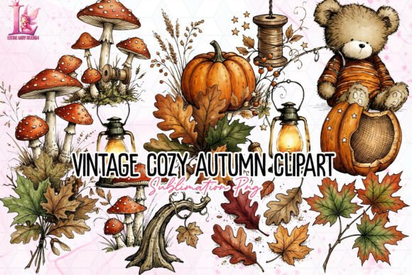 Download Vintage Cozy Autumn Clipart PNG - Cozy Collection