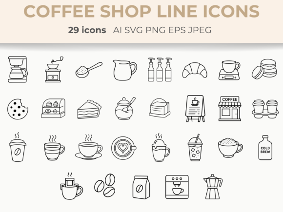 Download Coffee Shop Line Icons | Cozy Vector SVG - Cozy Collection