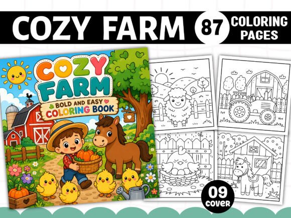 Download Bold and Easy Cozy Farm Coloring Book - Cozy Collection