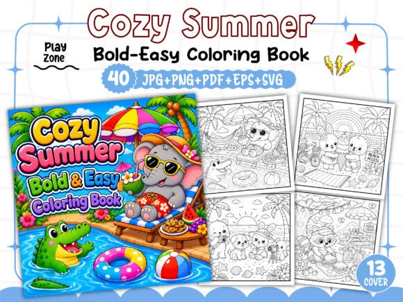 Download Bold and Easy Cozy Summer Coloring Book - Cozy Collection